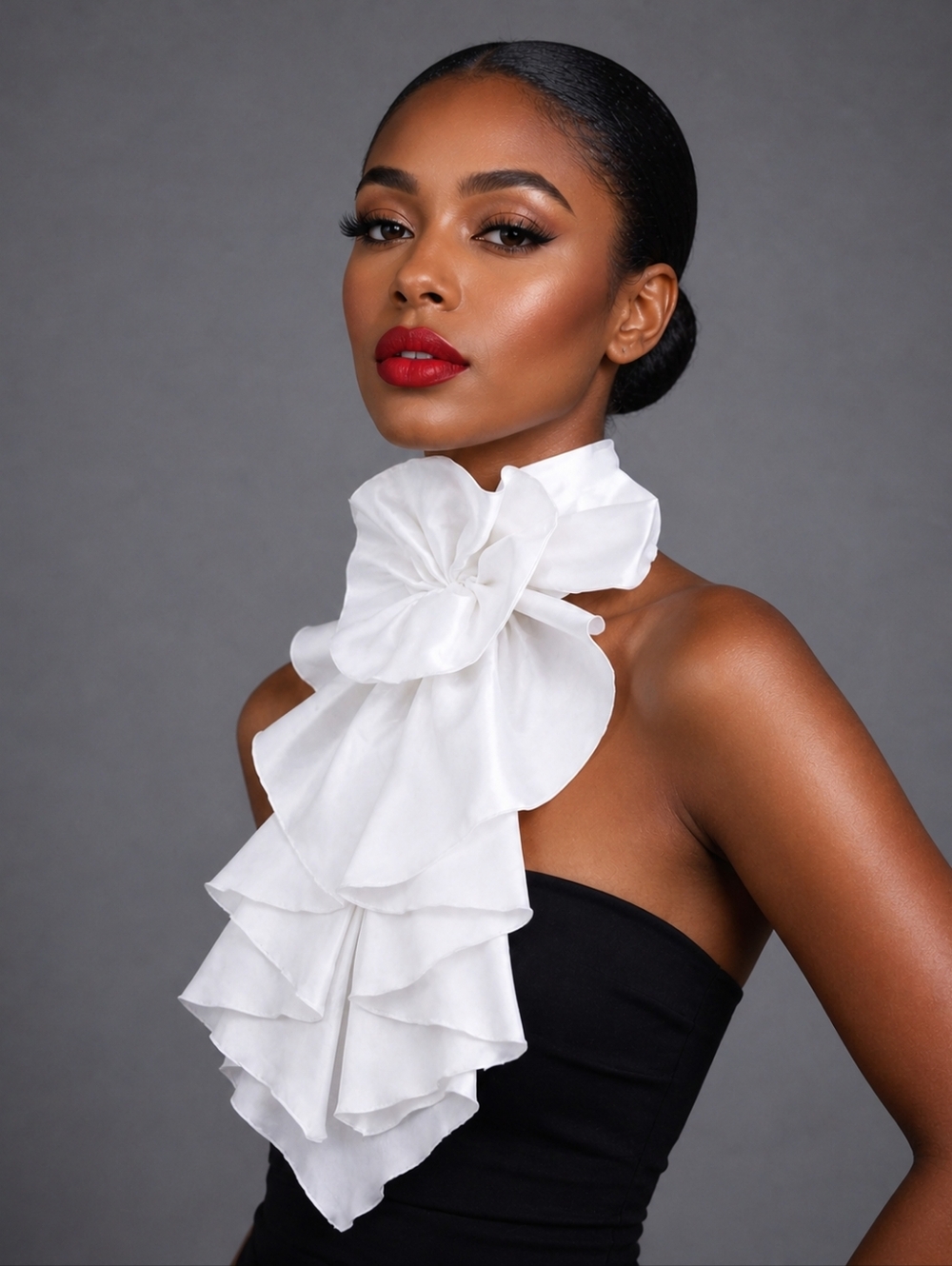 💋WHITE RUFFLED NECK TIE!!!